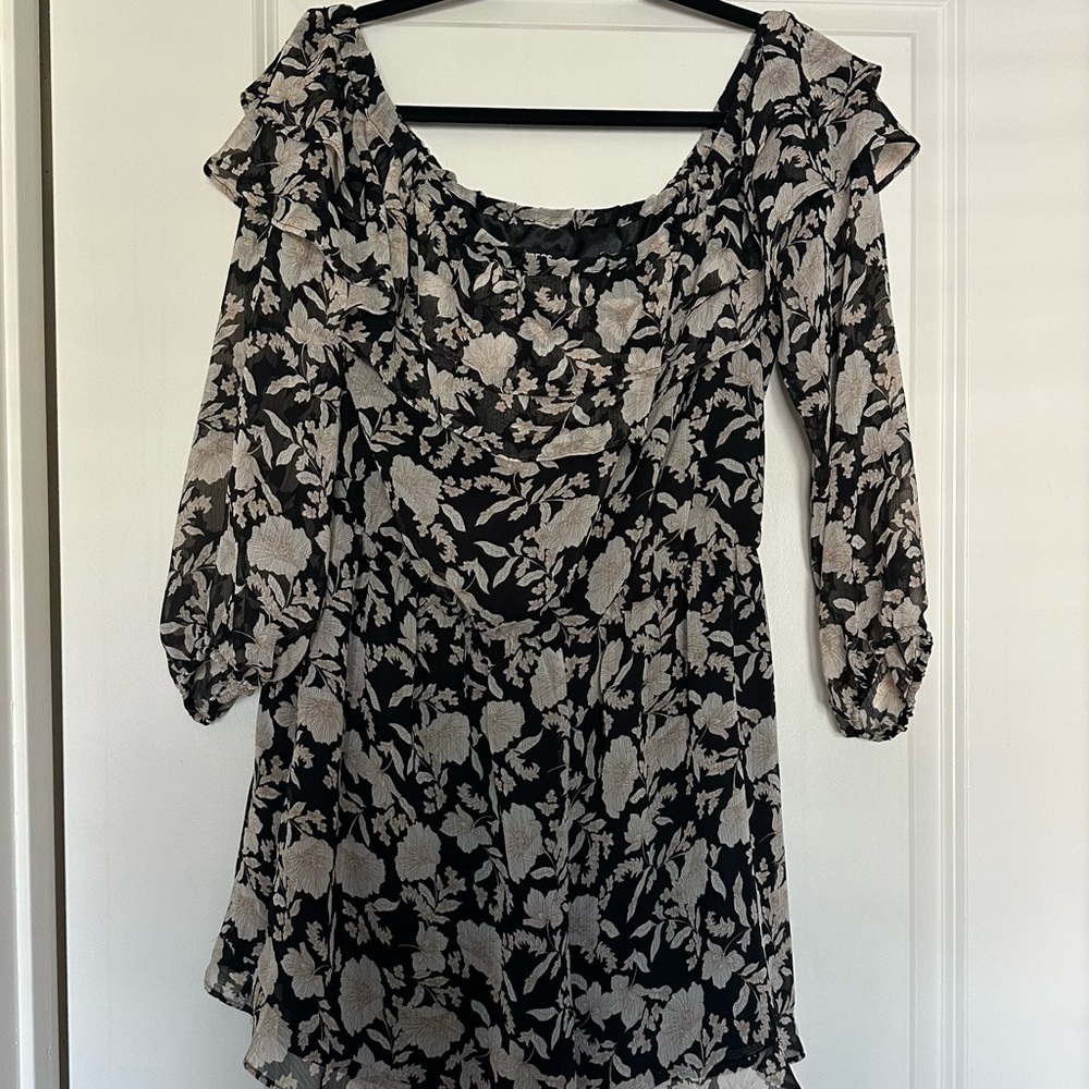 Floral Black and Cream Romper